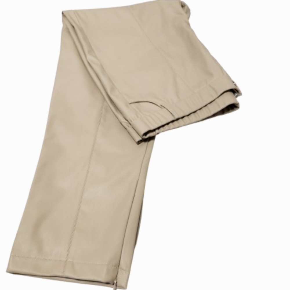 NEW Hilary MacMillan Vegan Faux Leather Tan-Stone Plus Size Trouser Pant (4X) - Picture 7 of 12